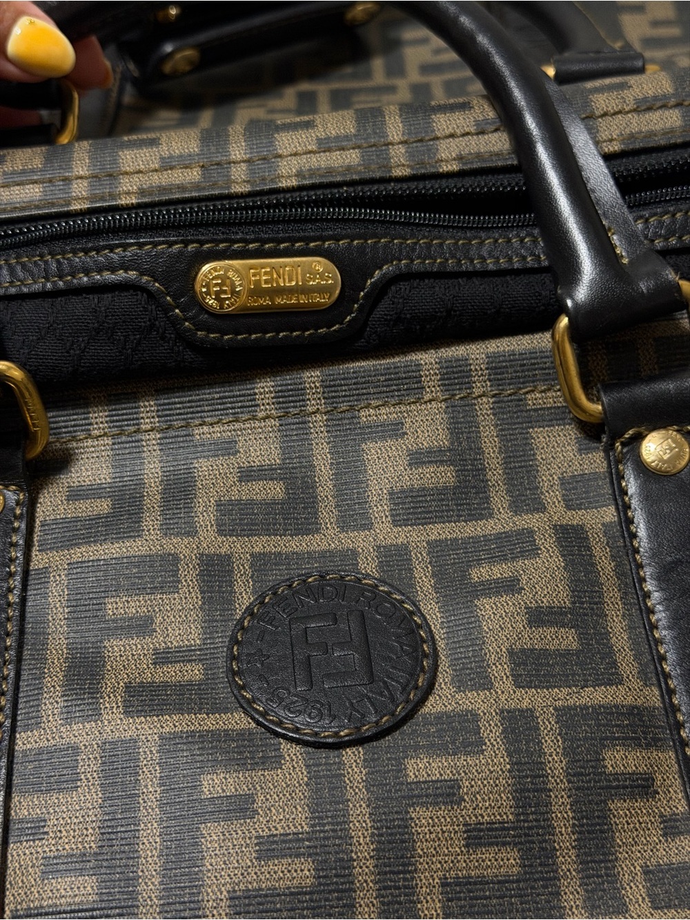 Fendi Brown and Black FF Logo Travel Duffel - Picture 5 of 8